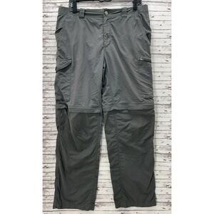Columbia Pants Men 34x30 Gray Ripstop Omni Shade Convertible Zip Straight Hiking